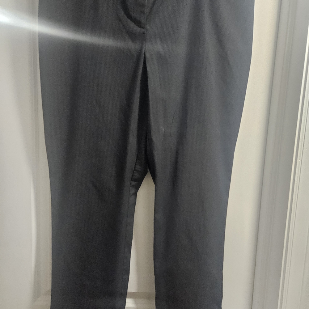 Chicos Travelers Women's Pants Navy Blue Pinstripe Stretchy Cuffed Legs Sz 3(16)